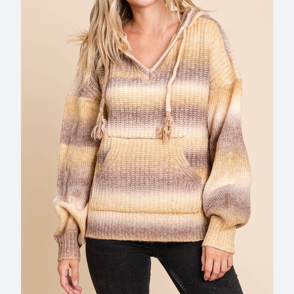 35 Boho Mocha and Mustard Ombre Hooded
Sweater - Picture 5 of 6